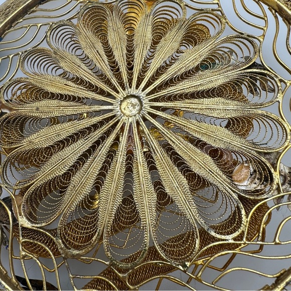 Golden Blue Dragon Wall Piece Chinese cloisonne copper filligre intricate design - Picture 8 of 15